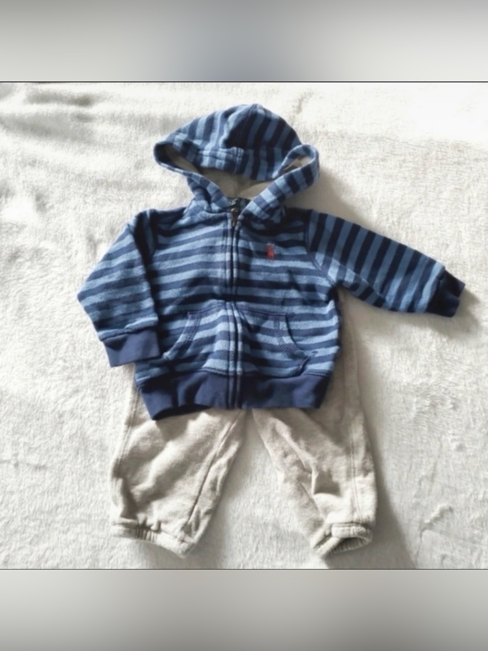 Polo by Ralph Lauren Hooded Full Zip & Sweatpants Outfit Size 9 Months